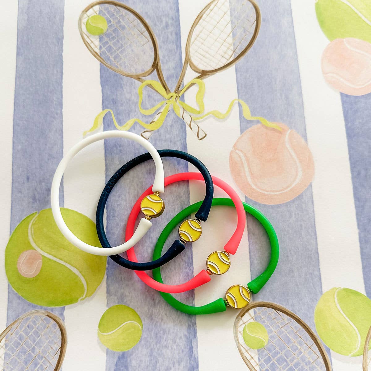Canvas Enamel Tennis Ball Silicone Bali Bracele