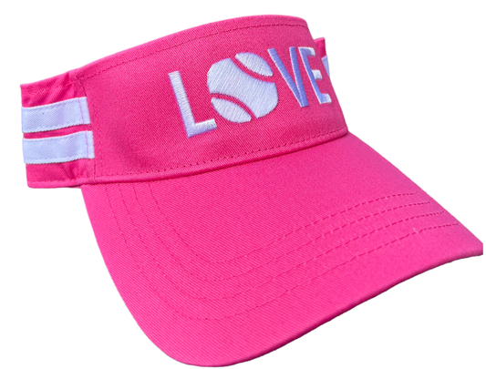 Runway Athletics Love Tennis Visor - Hot Pink Canvas/White Embroidery