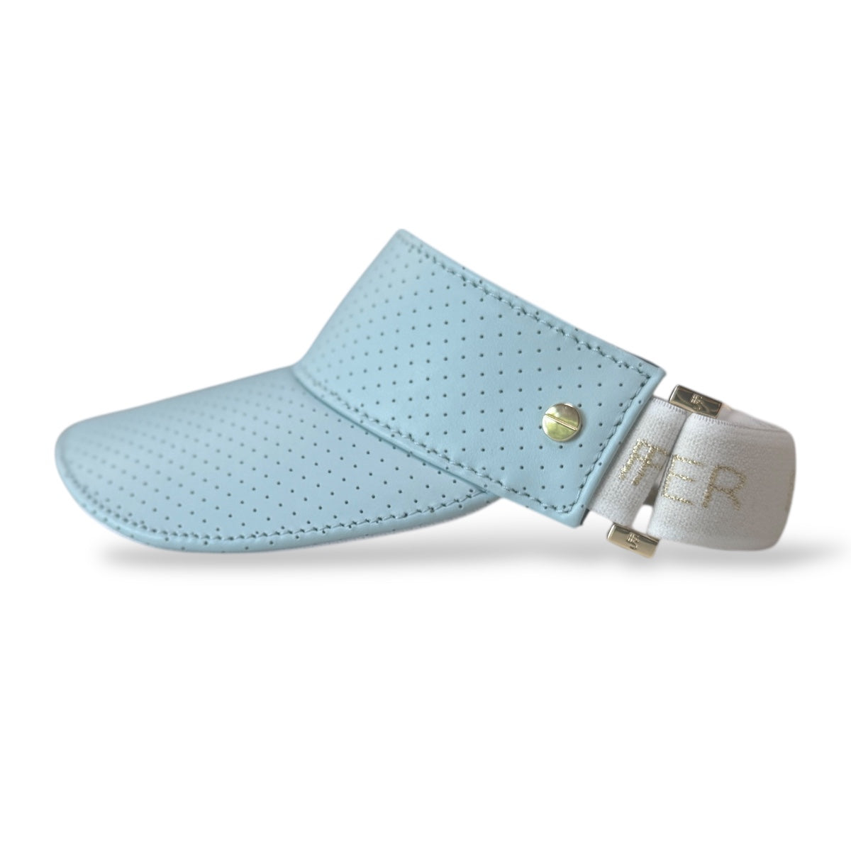 The Leather Visor - Bleu Ciel & Gold