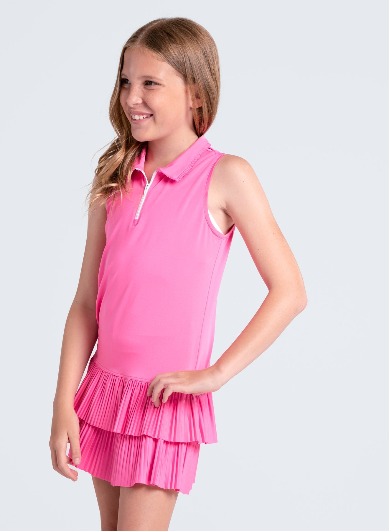 Match Pleated Polo Dress