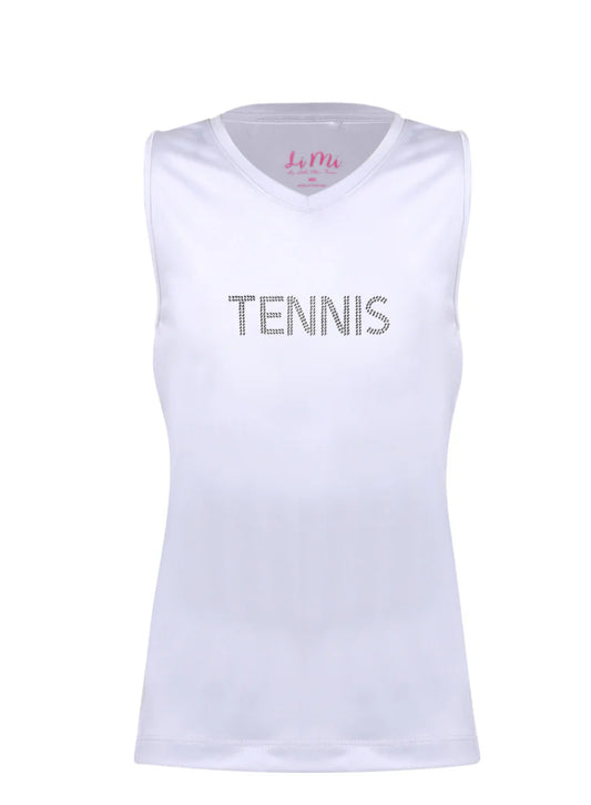 Little Miss Tennis Rose Cottage Courts Girls studded tennis tank