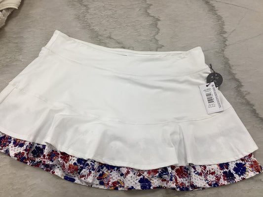 LIJA womens white flounce tennis skort w/floral ruffle hem