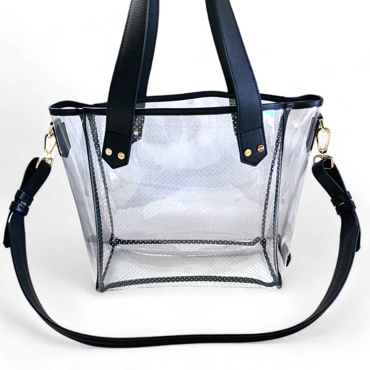 Gameday Bag - Black Leather / Clear PVC / Gold Hardware