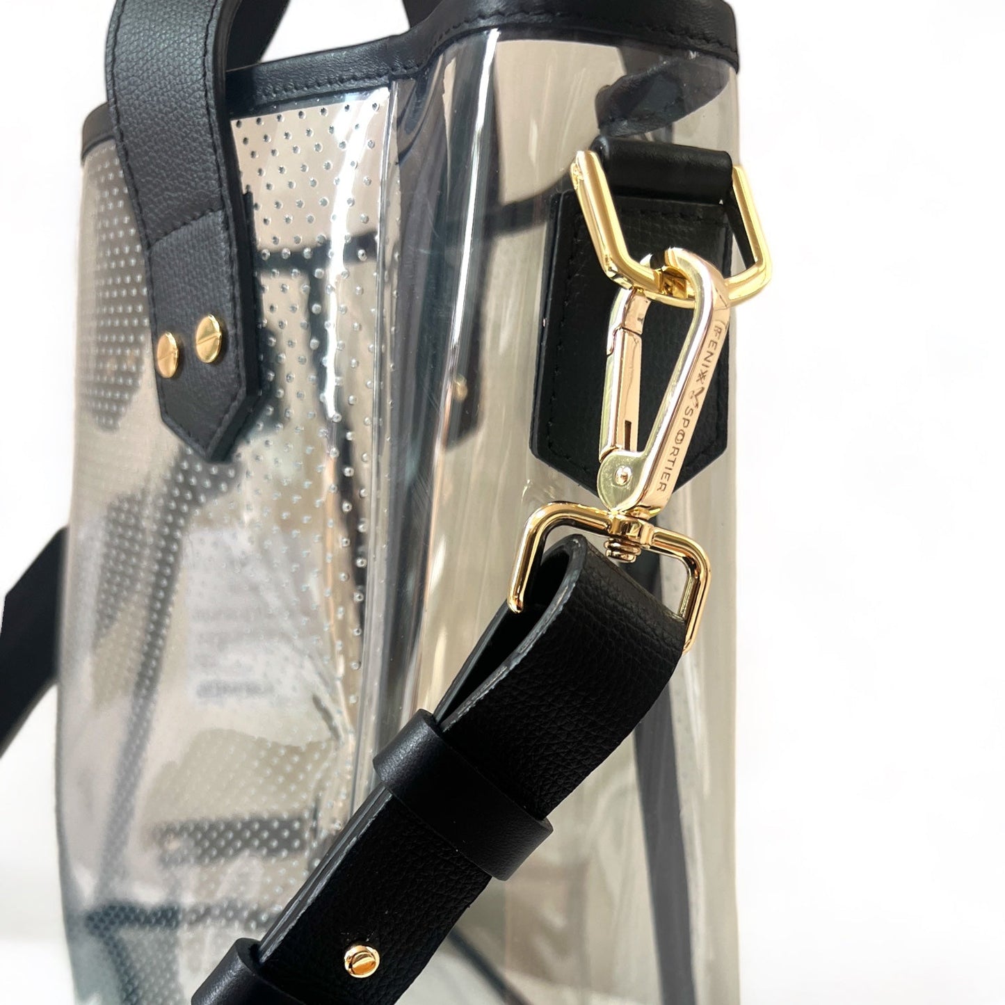 Gameday Bag - Black Leather / Clear PVC / Gold Hardware