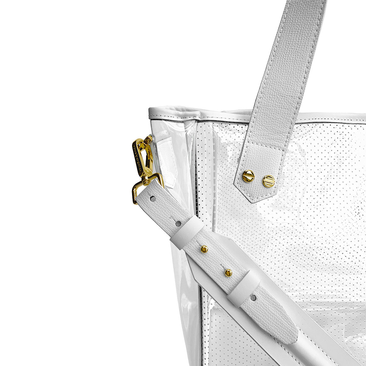 Gameday Bag - White Leather / Clear PVC / Gold Hardware