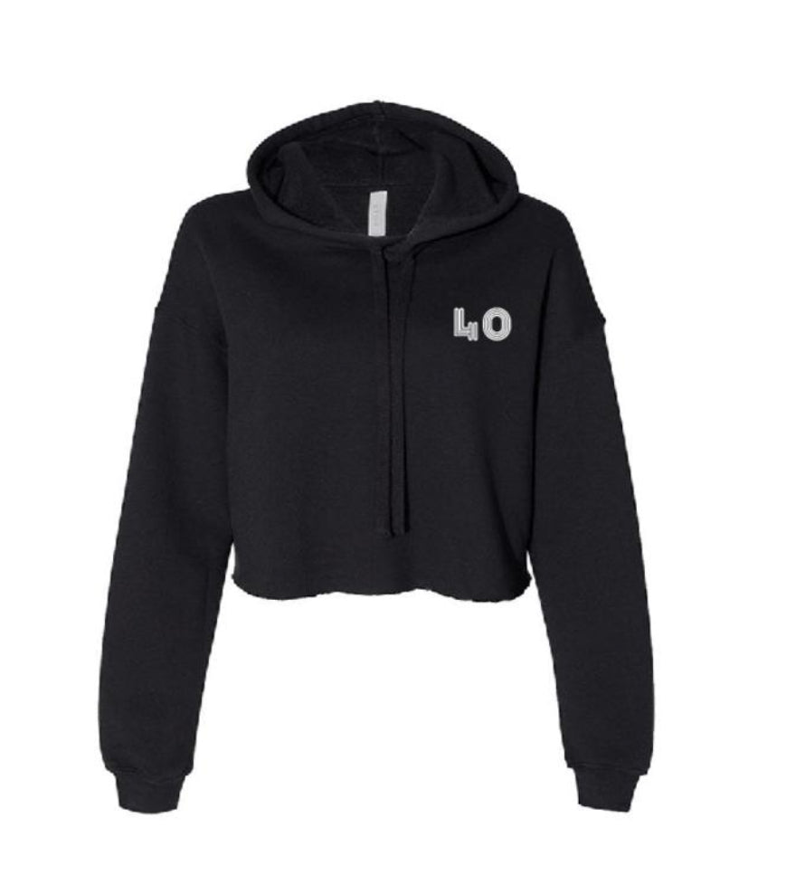 40 Love Ladies “Crossed Rackets”Cropped Fleece Hoodie