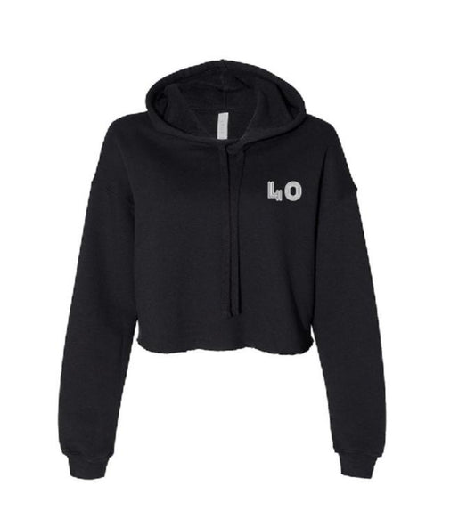 40 Love Ladies “Crossed Rackets”Cropped Fleece Hoodie