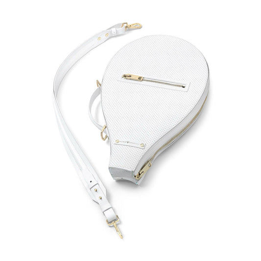Billie Bag Leather Tennis Racket Bag (White/Gold)