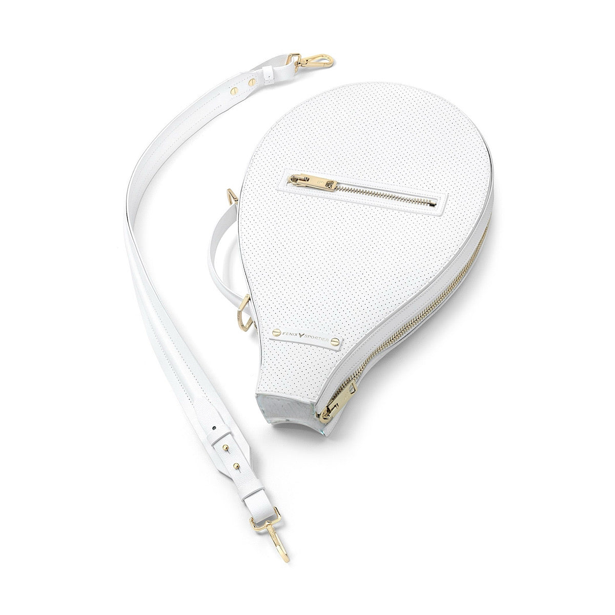 Billie Bag Leather Tennis Racket Bag (White/Gold)