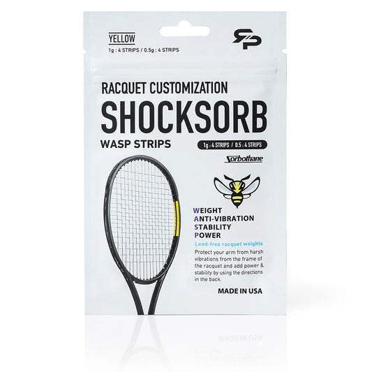 RTPTENNIS -SHOCKSORB WASP STRIPS - Add Weight, Power, and Stability to your shots and reduce harmful vibrations.