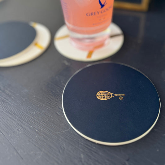 Serve in Style Coasters - White Tennis & Navy