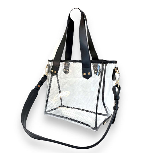 Gameday Bag - Black Leather / Clear PVC / Gold Hardware