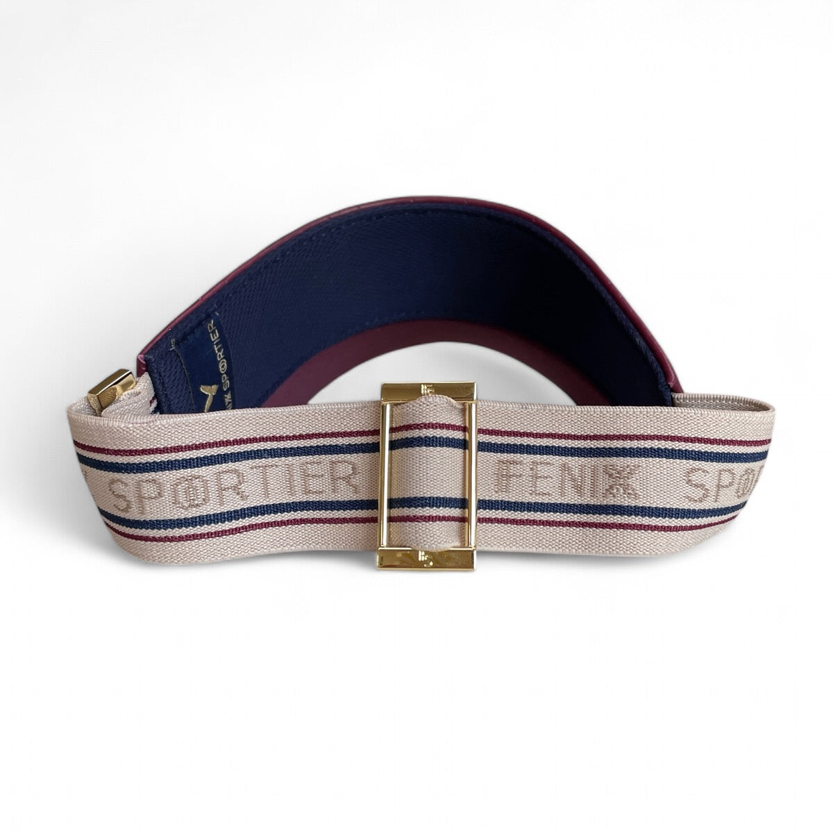 The Leather Visor - Crimson, Varsity Striped Elastic & Gold