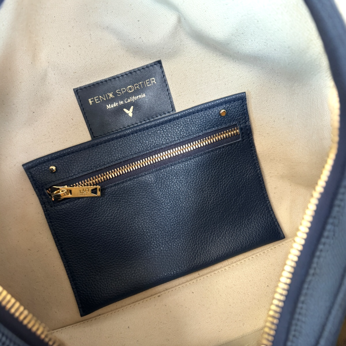 The LB Bag - Natural Canvas / Navy Leather