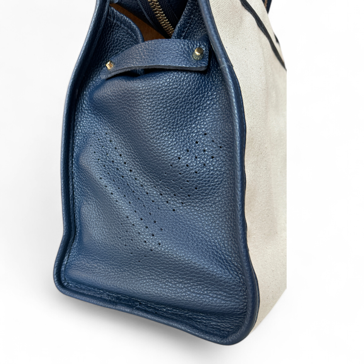 The LB Bag - Natural Canvas / Navy Leather