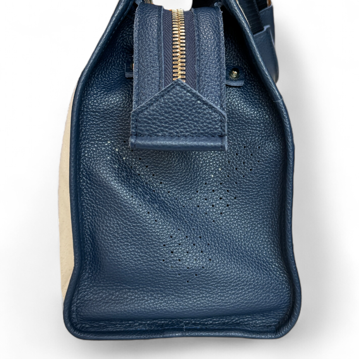 The LB Bag - Natural Canvas / Navy Leather