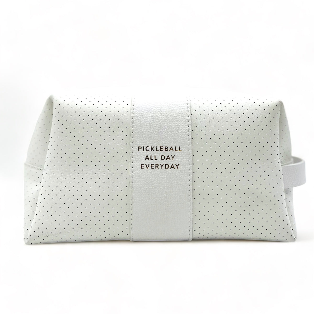 24/7 Bag - White Leather/Gold Zipper