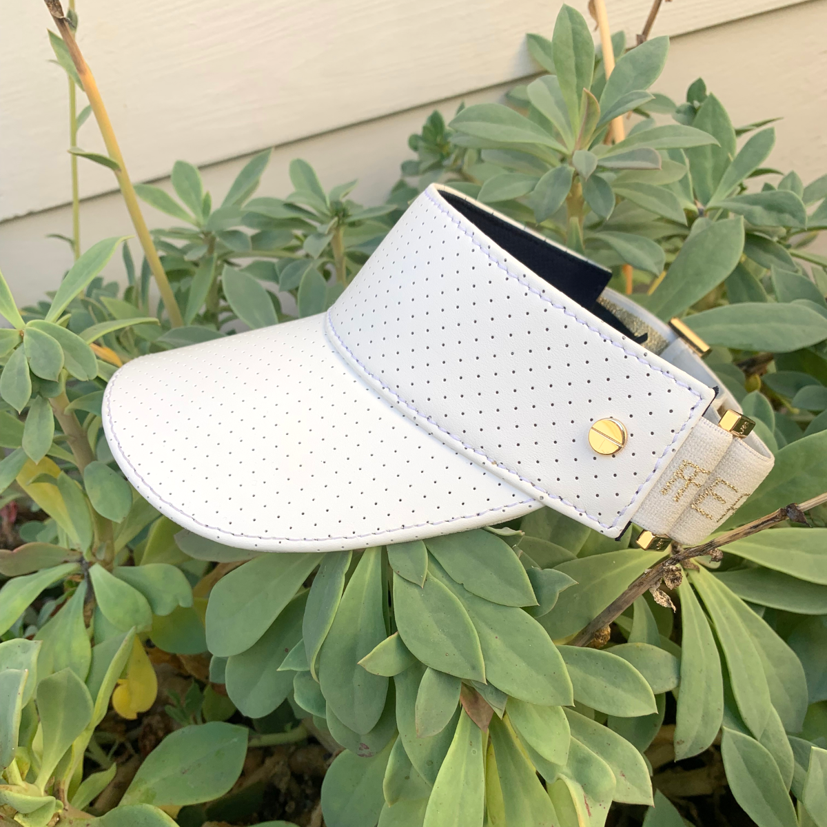 The Leather Visor - White & Gold