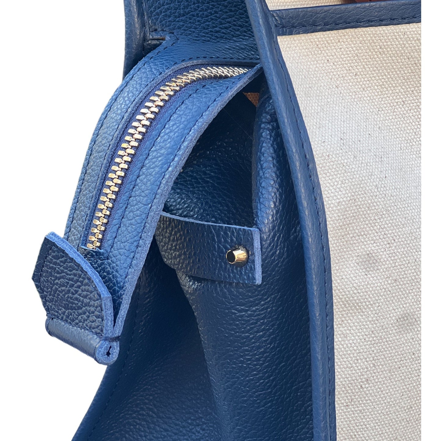 The LB Bag - Natural Canvas / Navy Leather