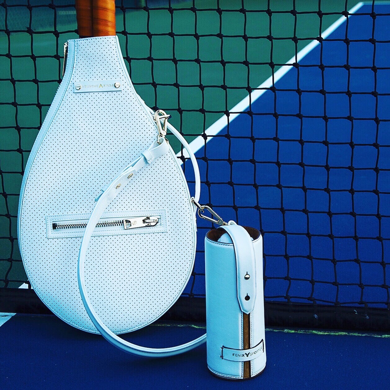 Billie Bag Leather Tennis Racket Bag (White/Gold)