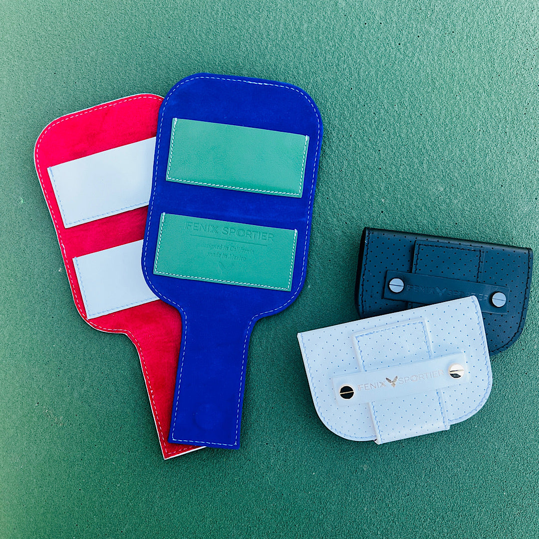 Pickleball Lovers Wallet - White Leather / Pink Suede / Gold