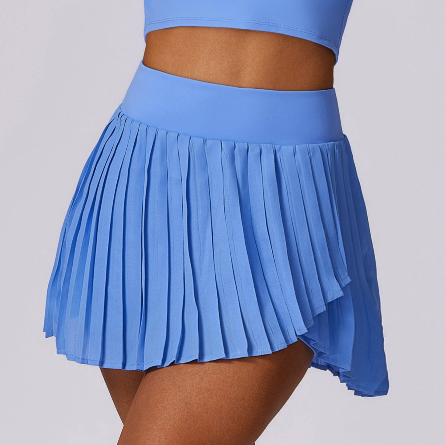Sollinarry Casual Pleated Sports Skirt Women Faux Two Piece Quick Drying Tennis Culottes Anti Exposure Fitness Skirt