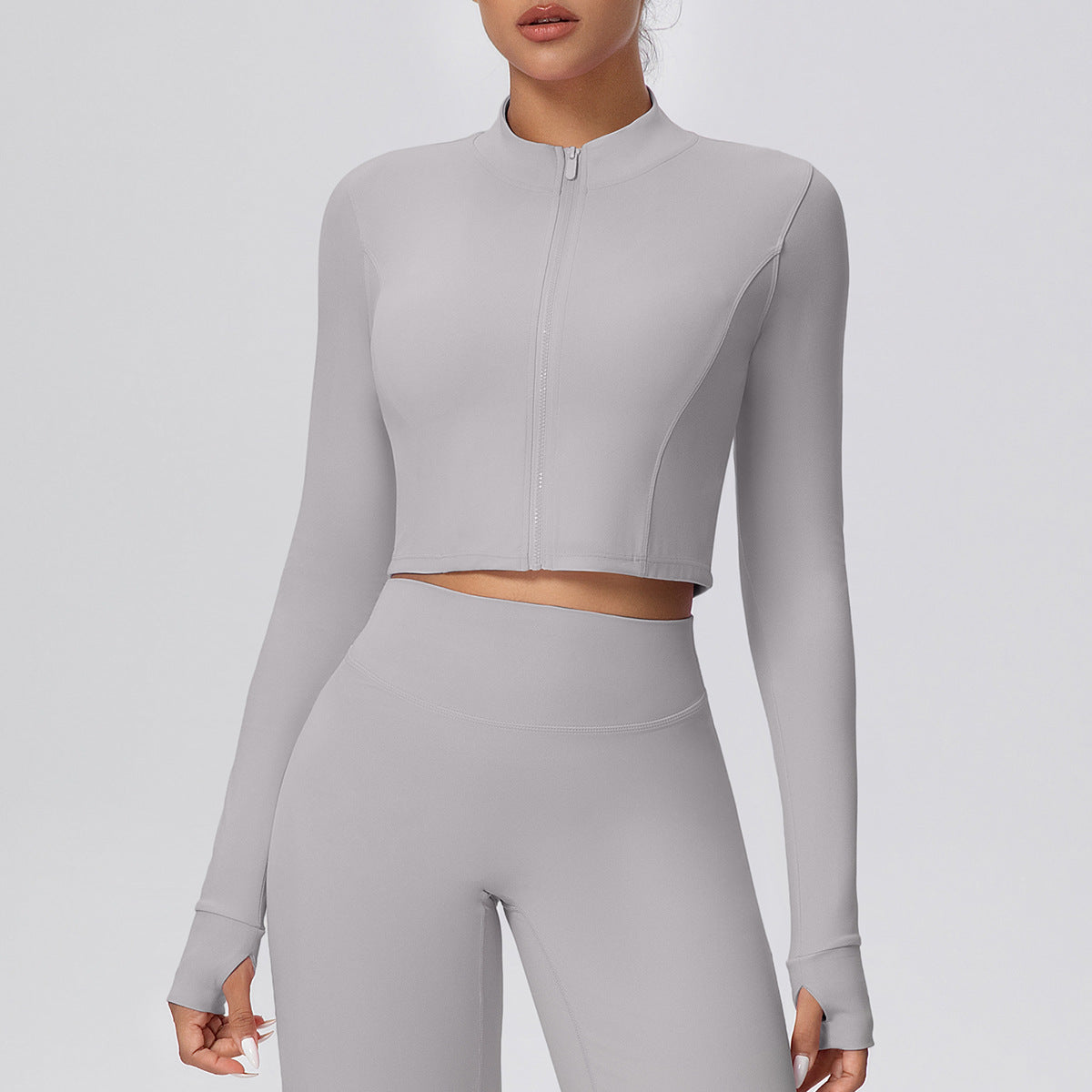 Zipper Outdoor Running Sports Yoga Jacket Slimming Workout Long Sleeve Coat Girls Quick Drying Yoga Clothes Women