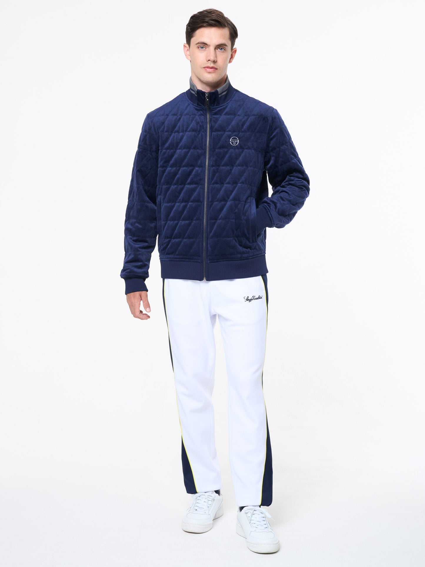 Redi Quilted Velour Bomber Jacket- Maritime Blue