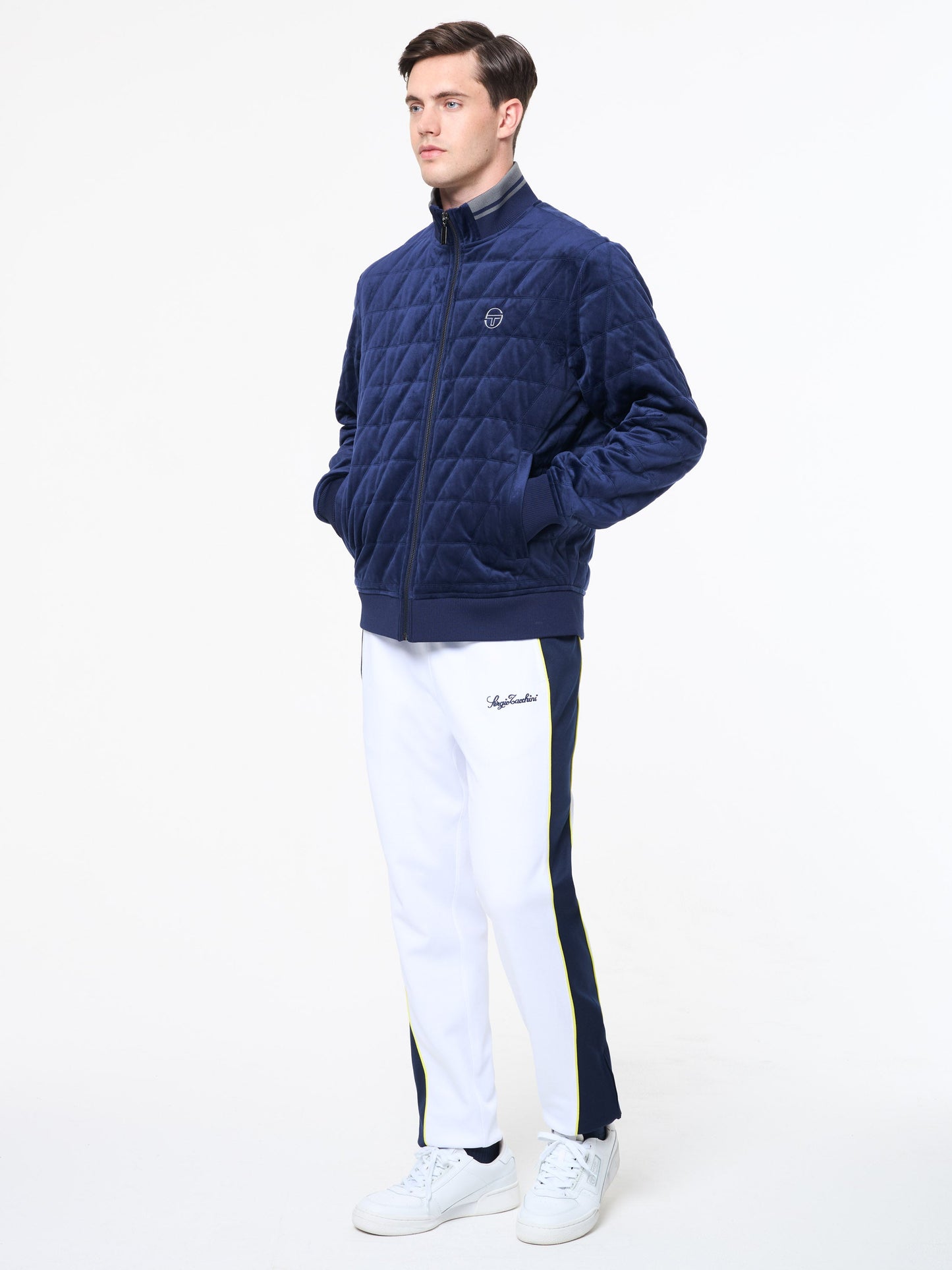 Redi Quilted Velour Bomber Jacket- Maritime Blue