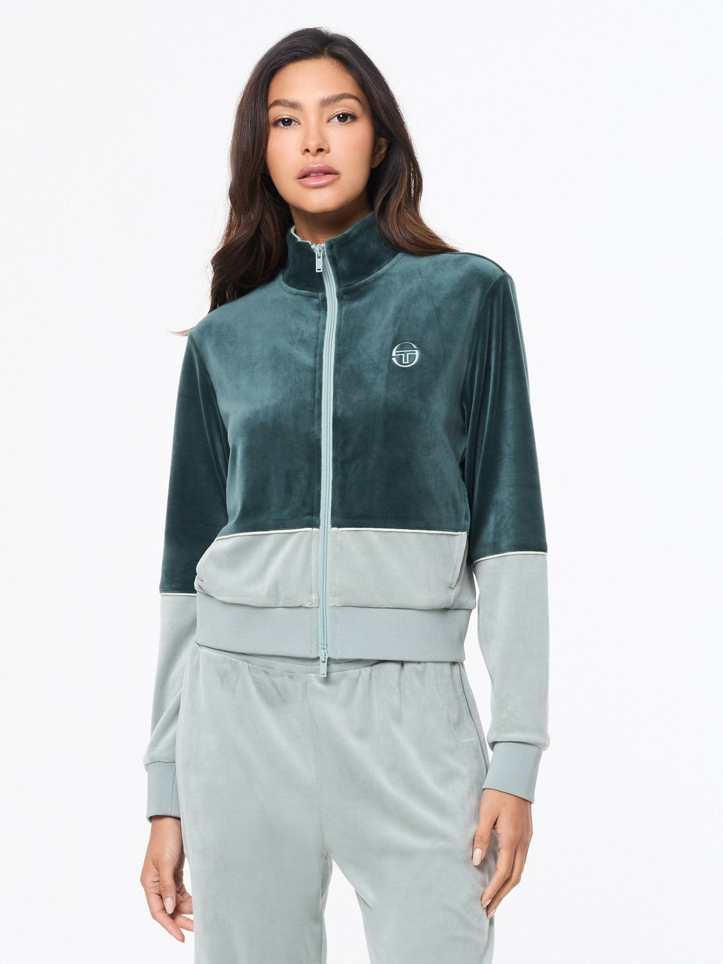 Lina Velour Track Jacket- Green Gables
