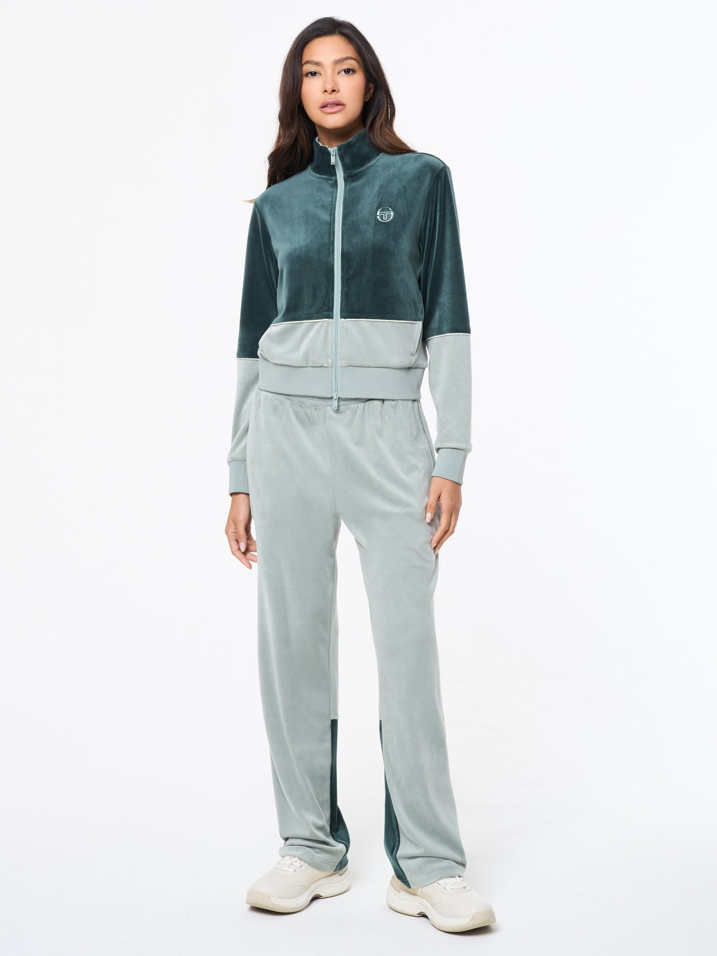 Lina Velour Track Jacket- Green Gables