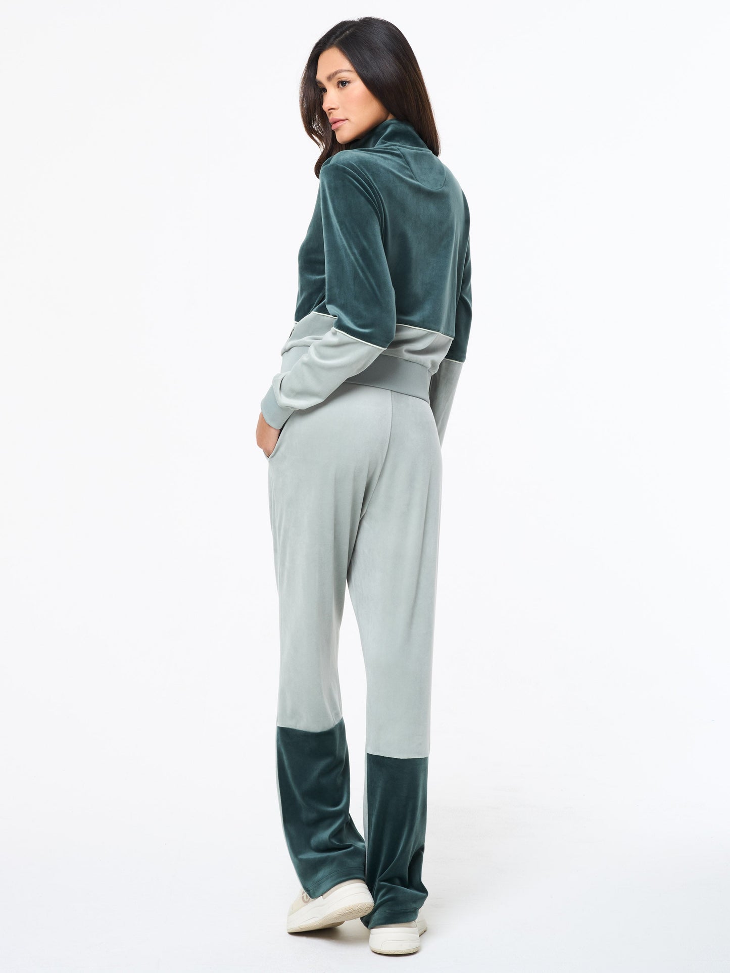 Lina Velour Track Jacket- Green Gables