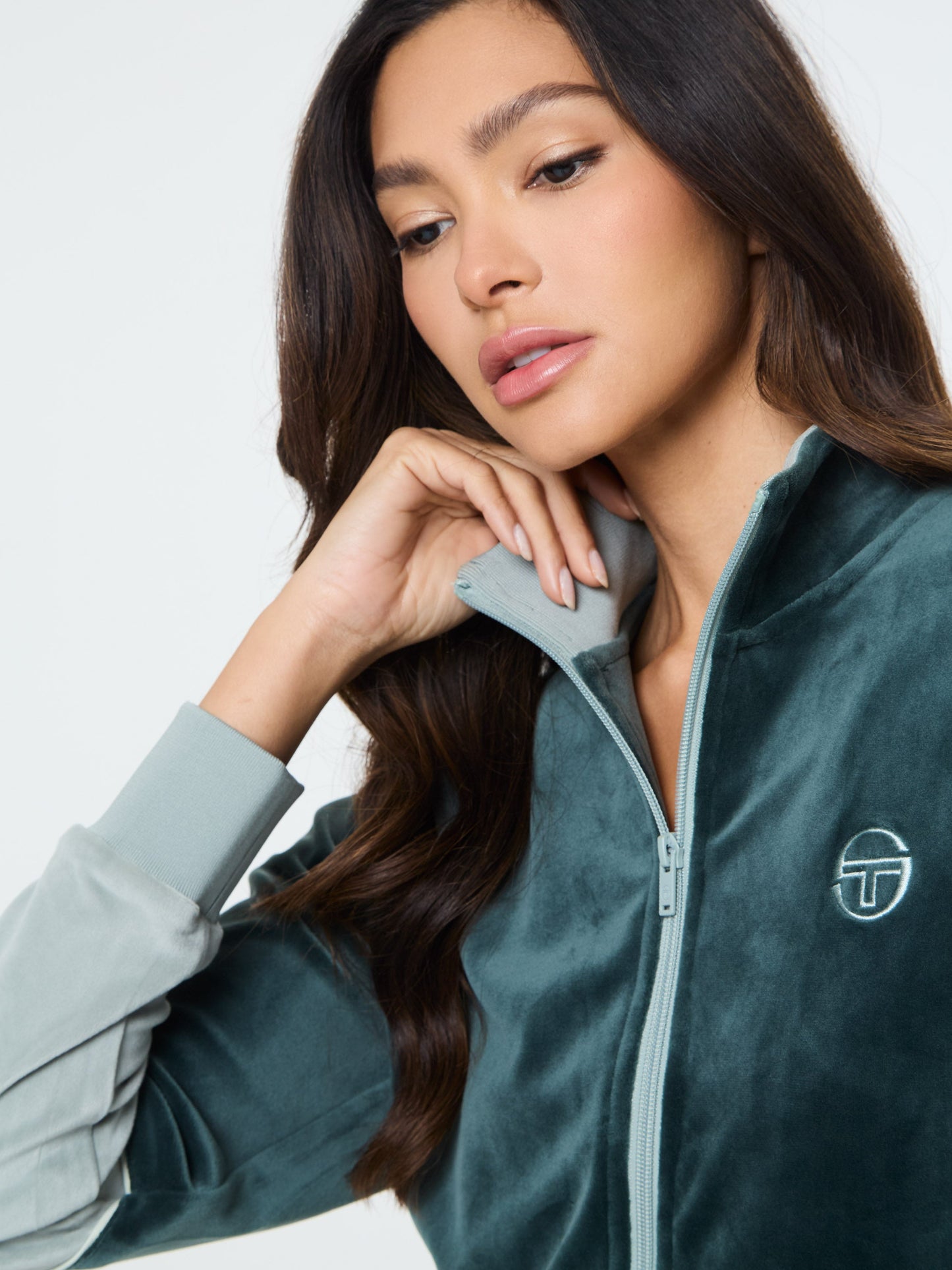 Lina Velour Track Jacket- Green Gables