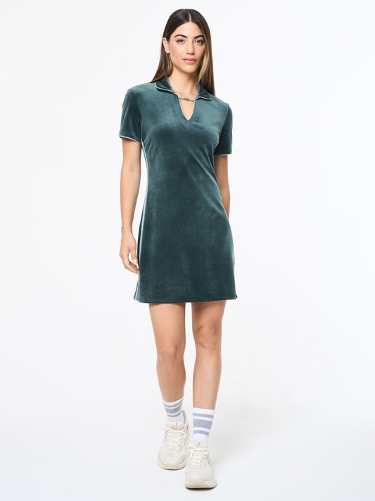 Lina Velour Dress- Green Gables