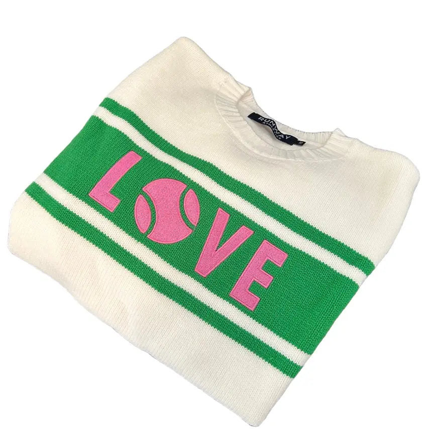 LOVE Sweater - Pink, Green & Cream