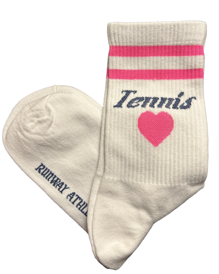 Tennis Heart Socks - Pink/Navy