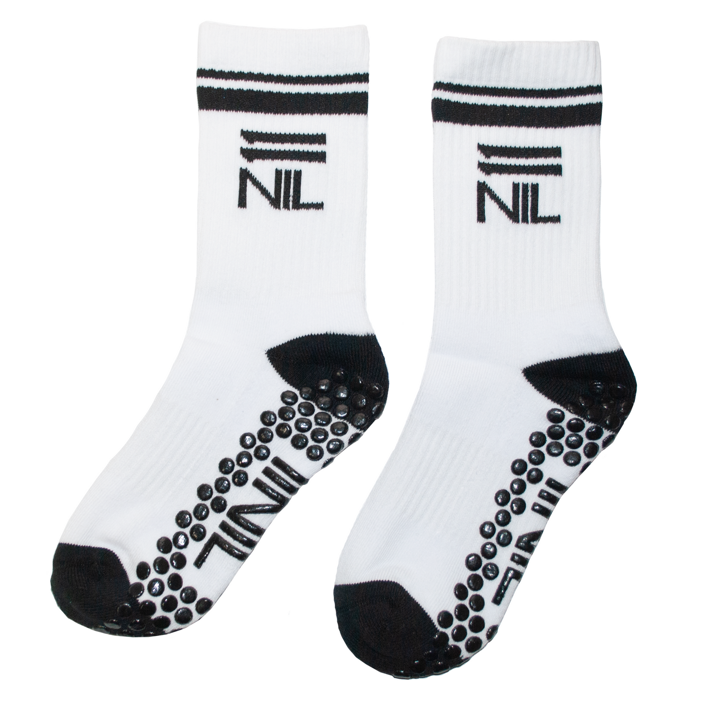 11NIL MID CREW GRIP STRIPE SOCKS - WHITE/BLACK