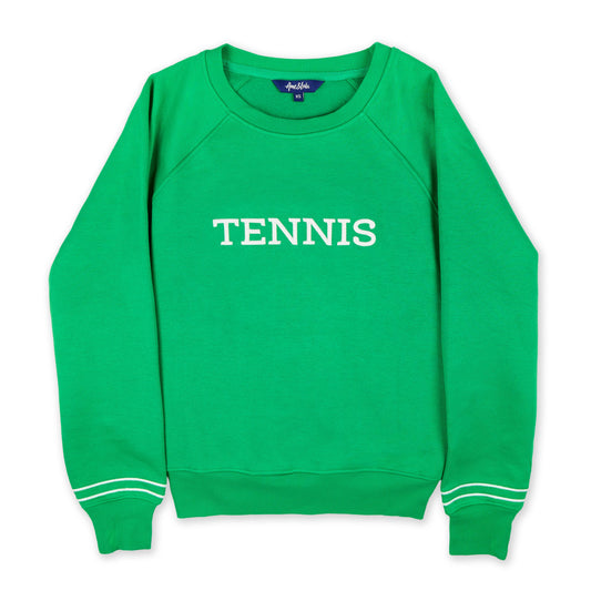 Play All Sweatshirt: Green White Tennis / Large