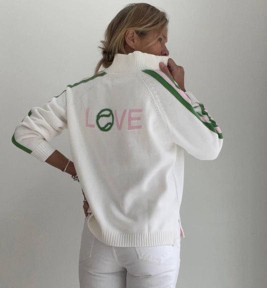 Pink Pineapple 1/2 Zip Tennis Love Sweater