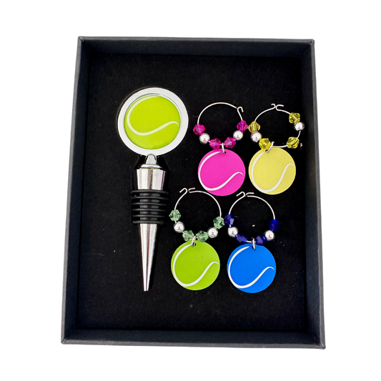 Tennis Ball Wine Stopper and Charms