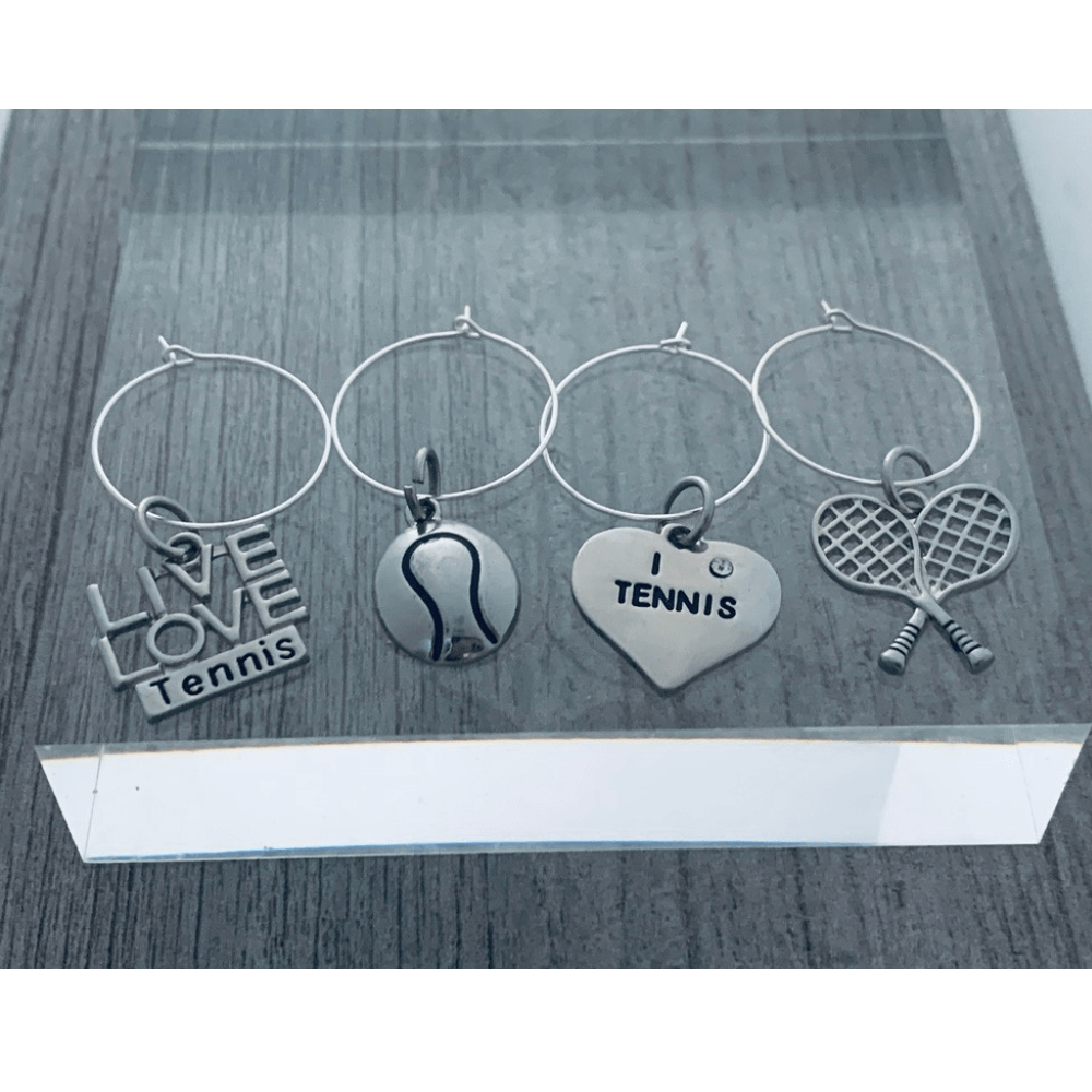 Tennis Wine Stopper and Silver Charms