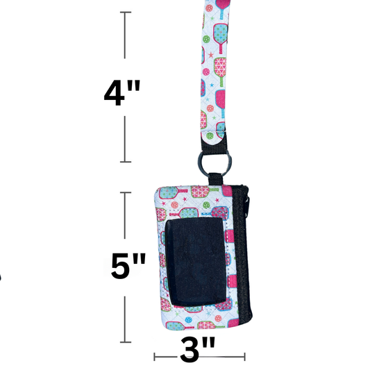 Pink Pickleball Credit Card Holder Zipper Wristlet
