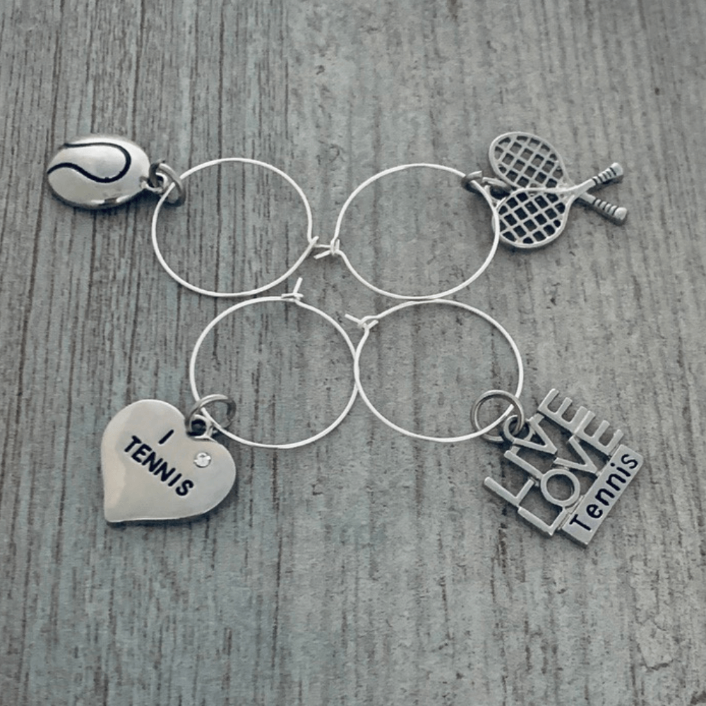 Tennis Wine Stopper and Silver Charms