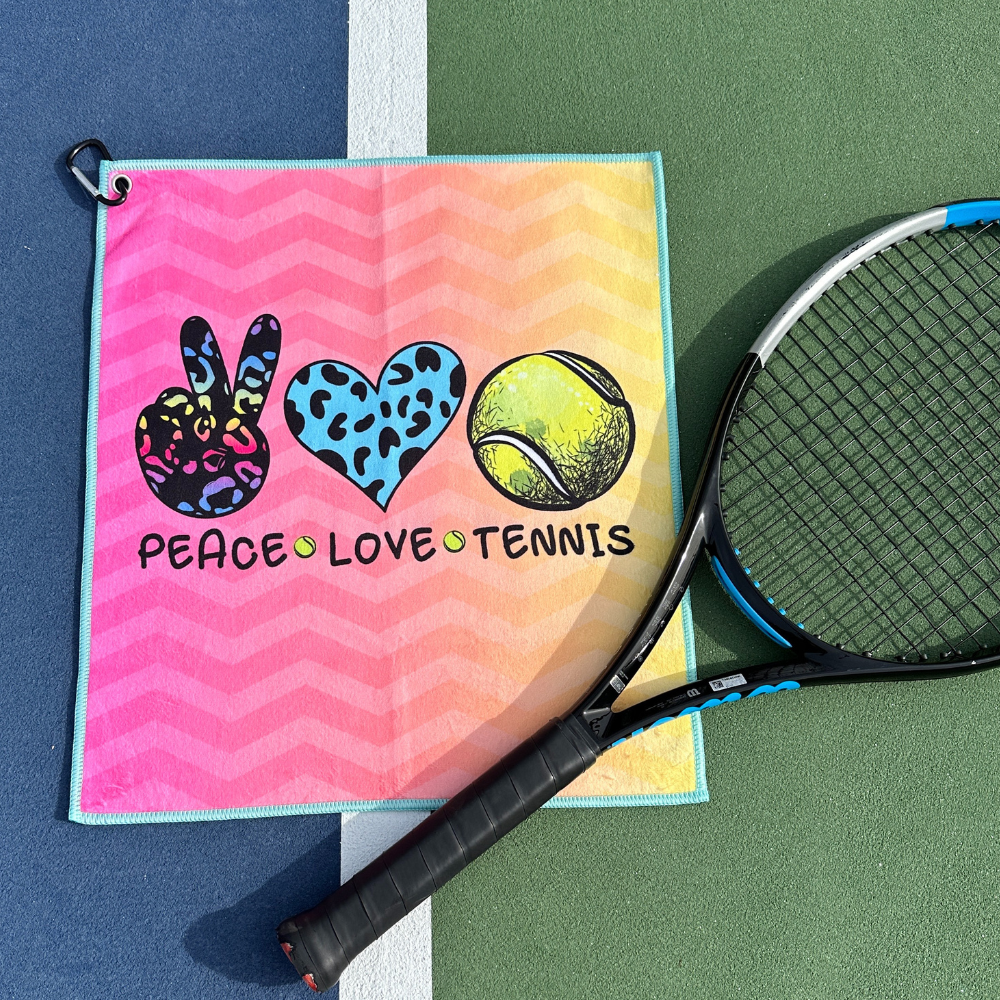 Peace Love Tennis Microfiber/Cotton Athletic Towel