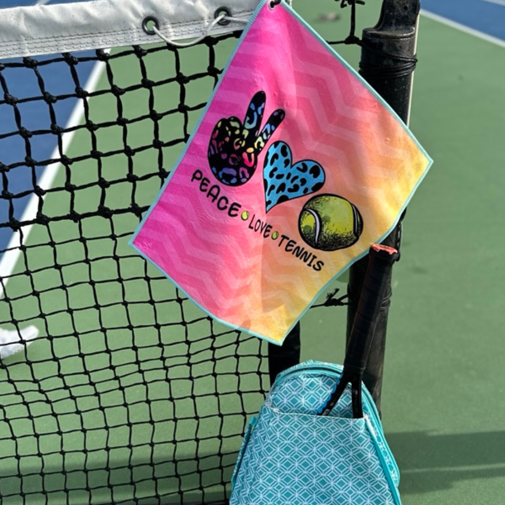 Peace Love Tennis Microfiber/Cotton Athletic Towel