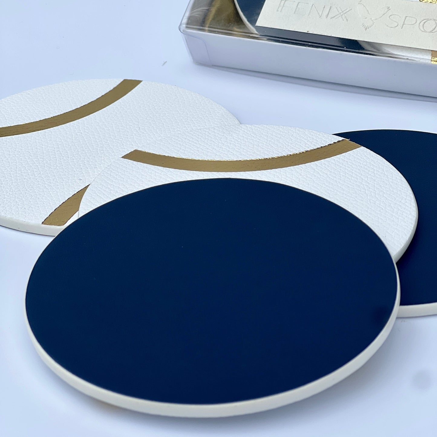 Serve in Style Coasters - White Tennis & Navy