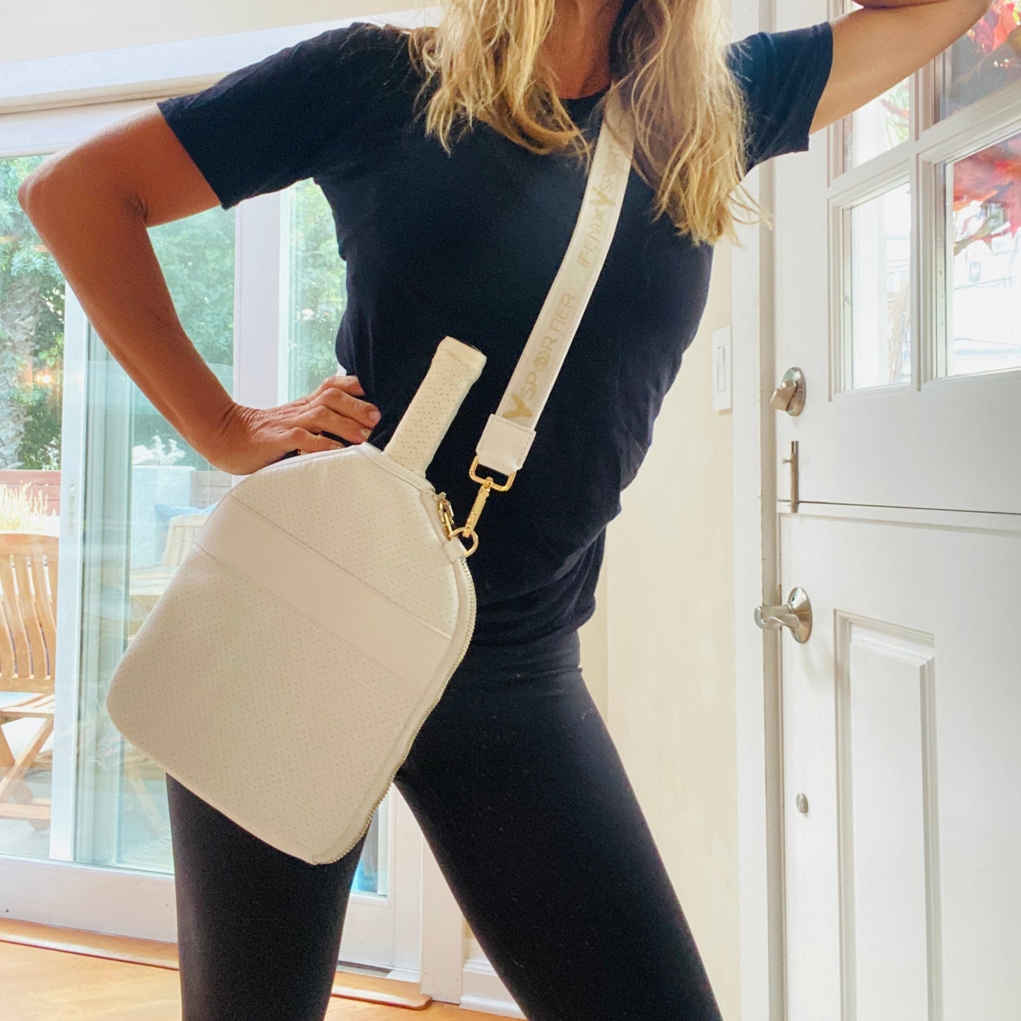 “The Addict” Leather Pickleball Cover - Fuchsia w/White