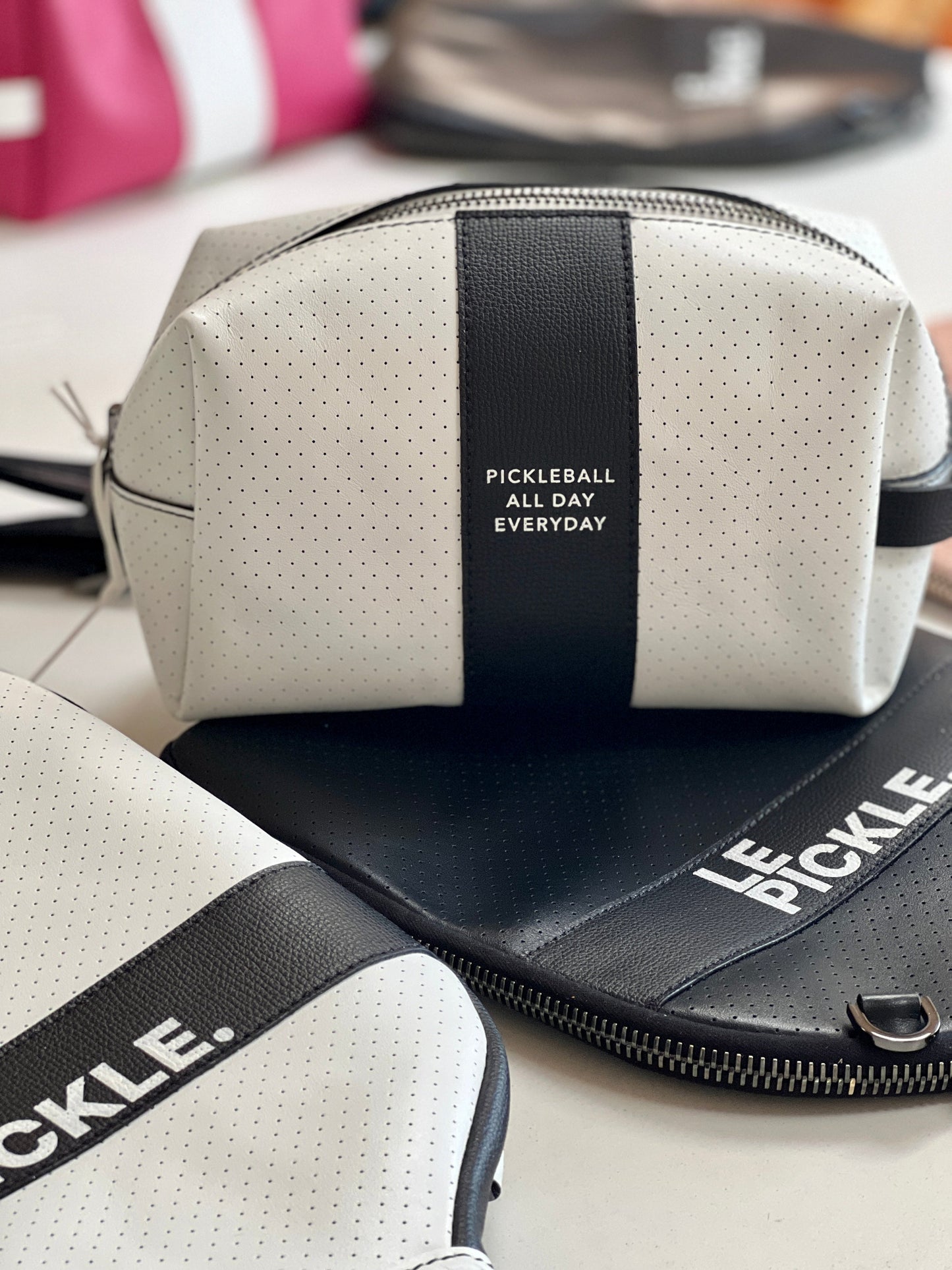 “The Addict” Leather Pickleball Bag - Black/Gunmetal