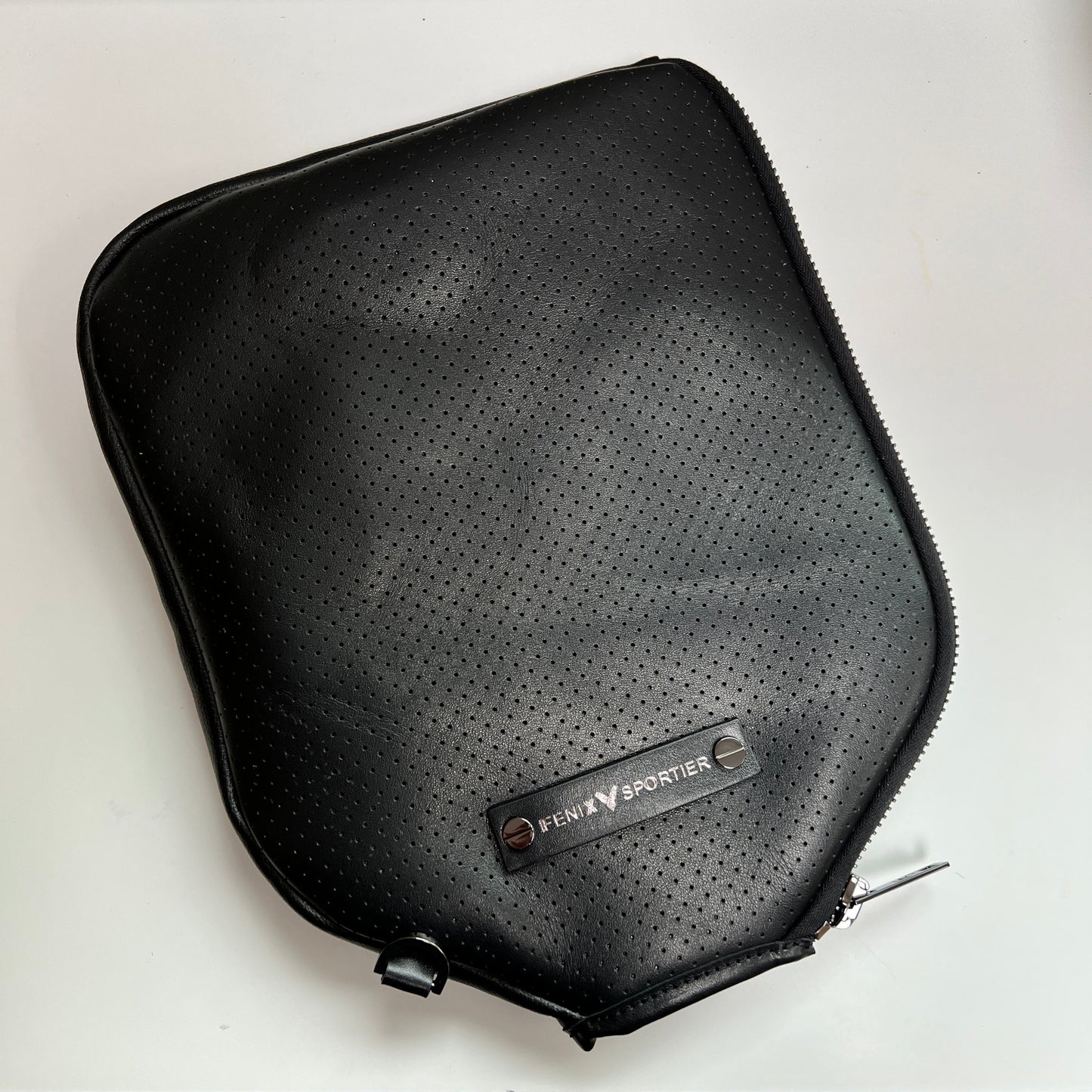 “The Addict” Leather Pickleball Bag - Black/Gunmetal