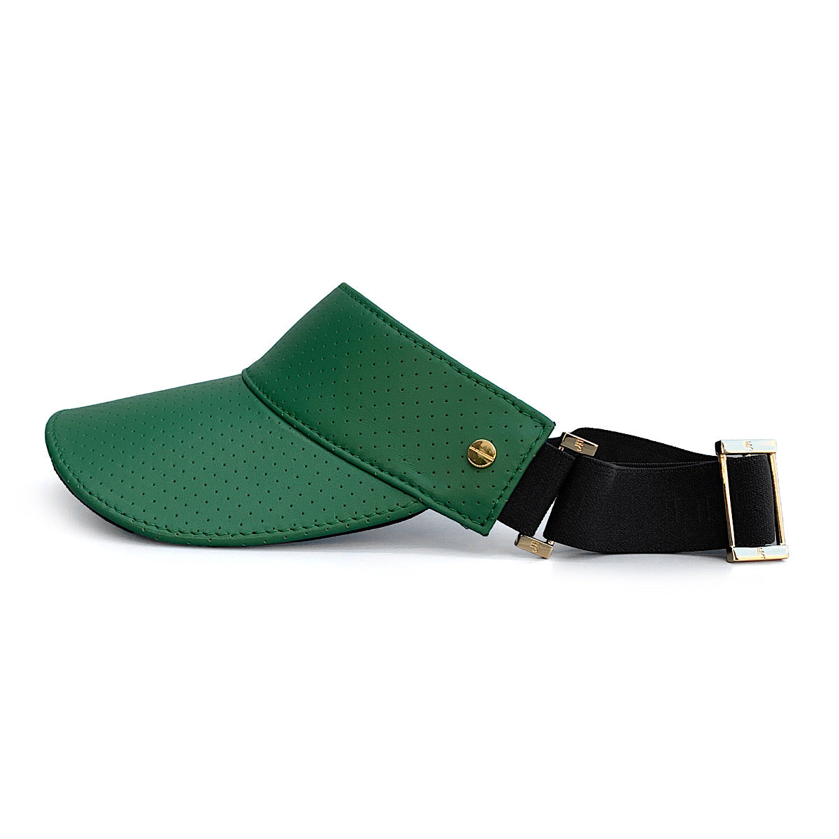 The Leather Visor - Court Green/Navy & Gold